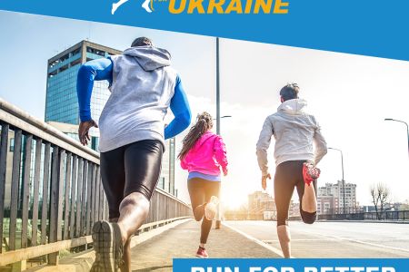 plakat Runners for Ukraine przedstawiający biegnących ludzi