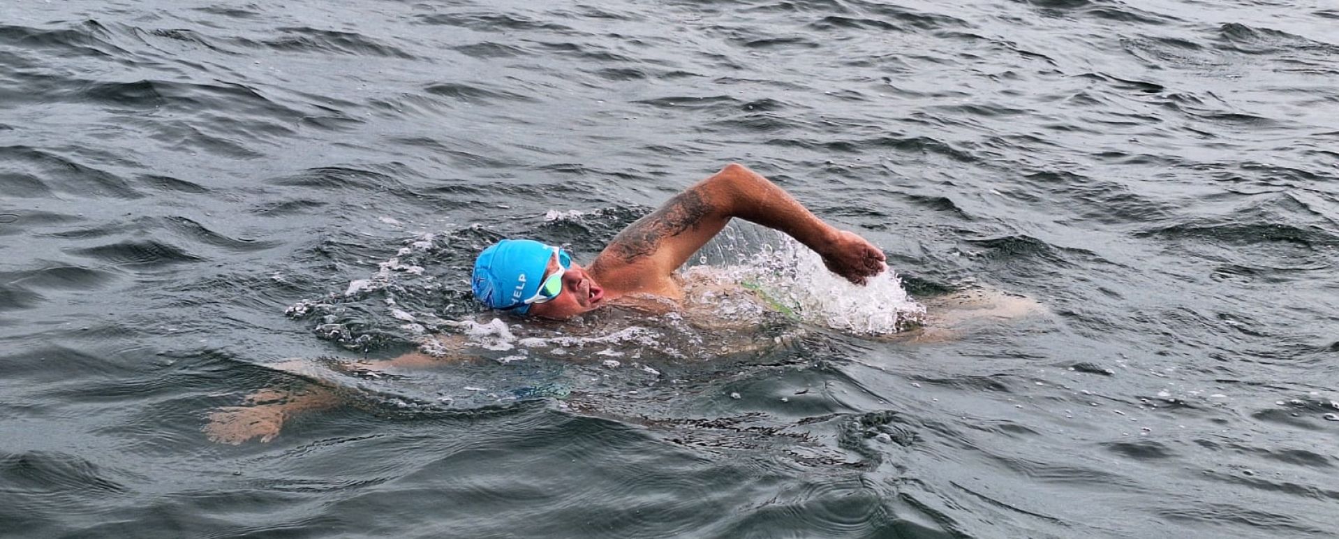 Piotr Biankowski podczas pynięcia przez Cieśninę Beltquerung